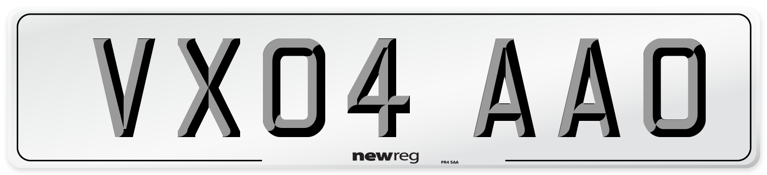 VX04 AAO Number Plate from New Reg